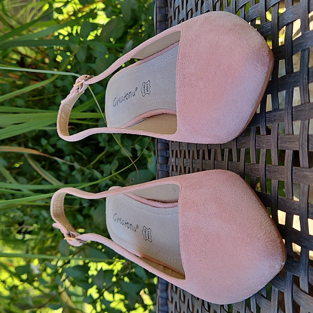 Pink Suede Slingback Heels Pumps Coquette Girly Feminine NWOT Size 9 - Picture 4 of 13